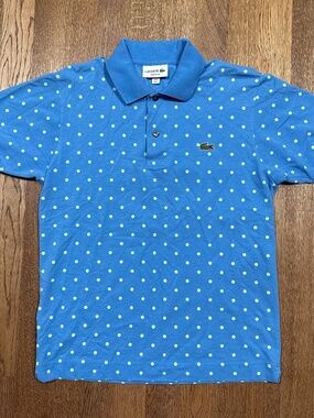 Lacoste Blue Polo with White Polka Dots